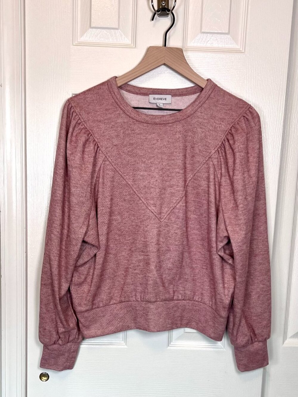 Evereve Kylar Puff Sleeve Pullover Sweatshirt Pink Size Small Casual Cozy